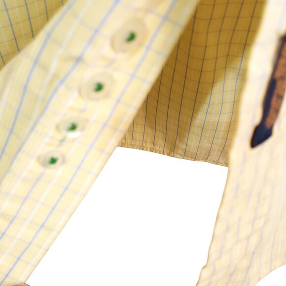 Tommy Hilfiger Mens Yellow Plaid Button-Down Shirt 16.5 34/35 Cotton Classic Fit - Picture 4 of 7